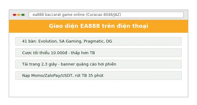 EA888 Baccarat Game Online: Đánh Giá Chi Tiết Và Trung Thực 2025 2 giao diện EA888 baccarat trên điện thoại