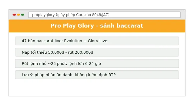 Web Baccarat Pro Play Glory: Review thực tế 2025 - Có đáng chơi? 2 web baccarat pro play glory trang chủ 2025
