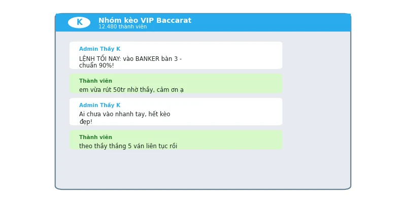 Nhóm kéo Baccarat Telegram có lừa đảo không: Sự thật 2026 2 Giao diện nhóm kéo Baccarat trên Telegram